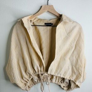 Linen Drawstring Crop Top